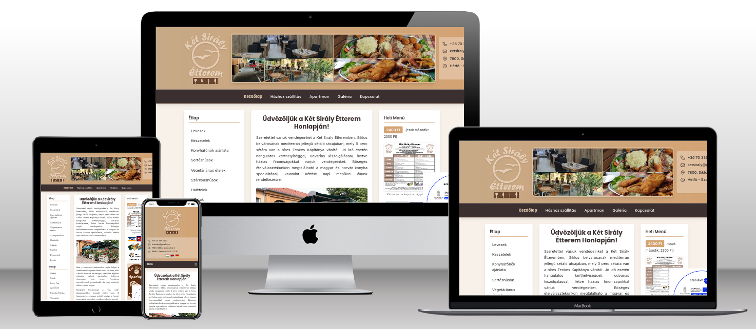 Kétsirály Étterem - Weboldal Modernizálás